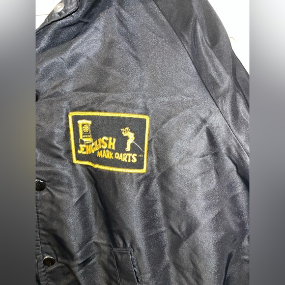 vintage "English Mark Darts" satin bomber jacket 80s Black Men’s Large - Picture 3 of 6
